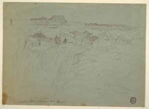 Teckning, Shoshone Falls, Snake River, Idaho, 1875 av Thomas Moran