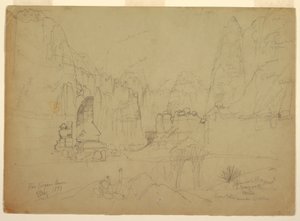 Teckning, Canyon of the Rio Virgin, södra Utah, 1873 av Thomas Moran