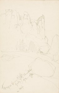 Tongue River Cliffs (i lägret) av Thomas Moran