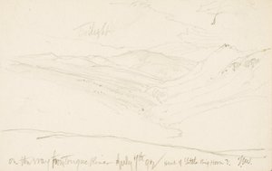 Skymning på vägen från Tongue River (Huvudet av Little Big Horn) av Thomas Moran