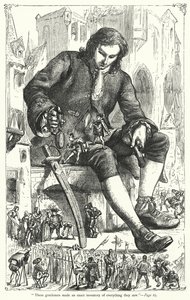 Illustration för Gullivers resor av Jonathan Swift (gravyr)