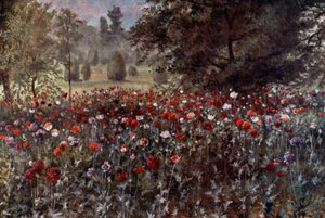 Kew Gardens: The Poppy Beds (färg litho) av Thomas Mower Martin