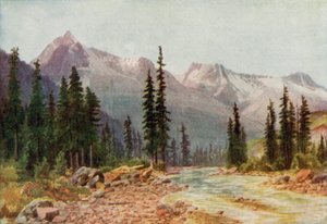 Klippiga bergen (färg litho) av Thomas Mower Martin