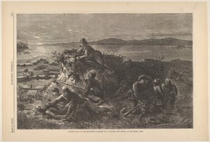 A Night Scout in the Southwest - Surprise of an Outpost, and Survey of the Rebel ..., 4 april 1863. av Thomas Nast