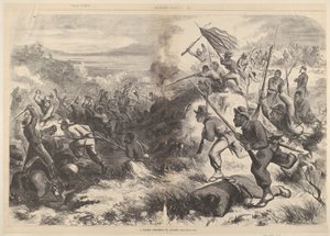 Ett svart regemente i aktion från Harpers Weekly, 14 mars 1863. av Thomas Nast