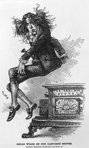 Oscar Wilde på våra gjutjärnskaminer. En annan amerikansk institution satte sig ner på, illustration från Harper