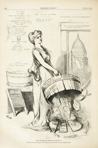 Detta badkar har ingen botten att stå på, 1875 (trägravyr) av Thomas Nast