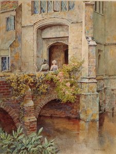 På bron vid Baddesley Clinton Hall (akvarell på papper) av Thomas Nicholson Tyndale