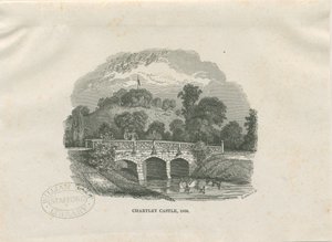 Chartley Castle [Hall]: träsnittsgravyr (vinjett) av Thomas Peploe Wood