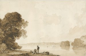 Chillington Park - Pool: sepiateckning, nd [1837-1838] (ritning) av Thomas Peploe Wood