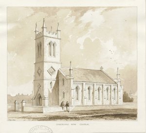 Cobridge Church: ritning med penna och tvätt av Thomas Peploe Wood