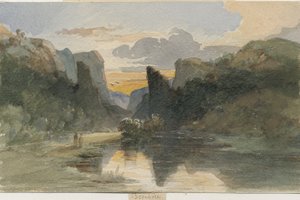 Dovedale - landskap: akvarellmålning, nd [?1800-talet] av Thomas Peploe Wood