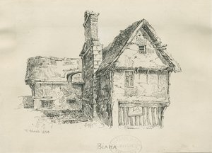 Eccleshall - Biana Hall: ritning med penna och bläck, 1833 av Thomas Peploe Wood