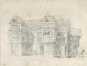 Eccleshall - Biana Hall: blyertsteckning, 1835 av Thomas Peploe Wood