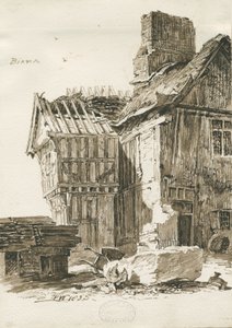 Eccleshall - Biana Hall: sepia pennteckning, 1835 av Thomas Peploe Wood