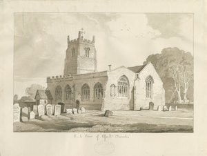 Elford Church: sepiateckning, 1837 av Thomas Peploe Wood