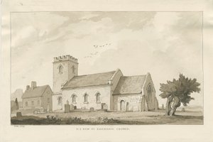 Ellenhalls kyrka: sepiateckning av Thomas Peploe Wood