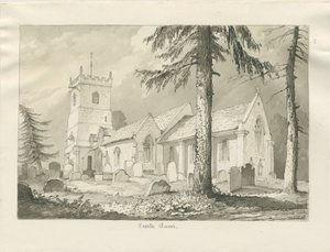 Enville kyrka: sepiateckning, 1837 av Thomas Peploe Wood