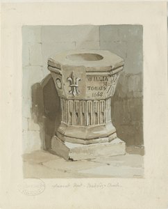 Typsnitt i Penkridge Church: akvarellmålning, ndc 1836] (målning) av Thomas Peploe Wood