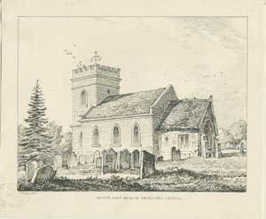 Fradswell Church: ritning med penna och bläck av Thomas Peploe Wood
