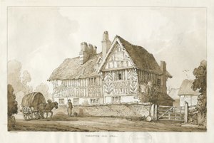 Haughton - Old Hall: sepiateckning, 1838 av Thomas Peploe Wood