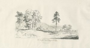 Haywood Park - Old Manor House: ritning med penna och bläck av Thomas Peploe Wood