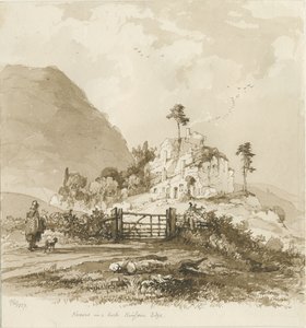 Kinver Edge: sepiateckning, 1837 av Thomas Peploe Wood