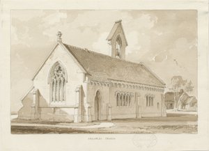 Knightley Chapel: sepiatvättteckning, 1841