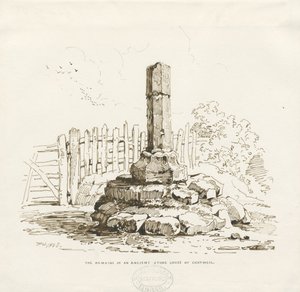 Moreton - Stenkorset finns kvar i Chatwell: pennteckning, 1838 av Thomas Peploe Wood