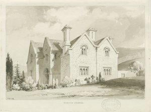 Moreton Vicarage: sepiatvättteckning, 1841 av Thomas Peploe Wood