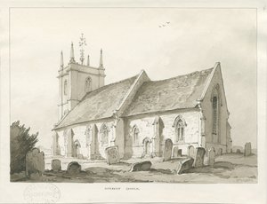 Norbury Church: sepiatvättteckning av Thomas Peploe Wood