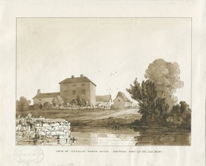 Norbury Manor: sepiatvättteckning, 1838 av Thomas Peploe Wood