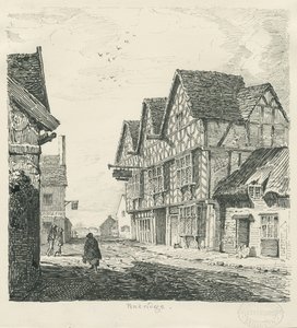 Penkridge Town - Old House: ritning med penna och bläck av Thomas Peploe Wood