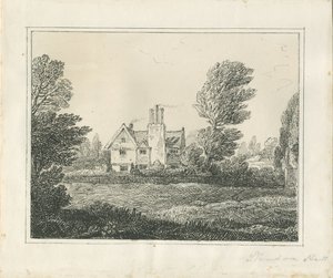 Standon Hall: ritning med penna och bläck, nd [?mitten av 1800-talet] (ritning) av Thomas Peploe Wood