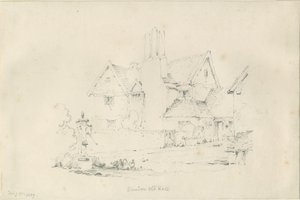 Standon Hall: blyertsteckning, 25 februari 1839 av Thomas Peploe Wood