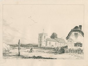 Stowe Church: ritning med penna och bläck av Thomas Peploe Wood