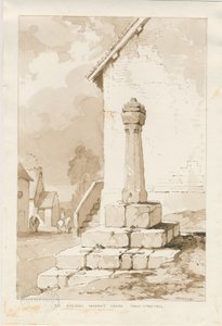 Talke - Ancient Market Cross: sepiateckning av Thomas Peploe Wood