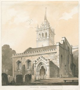 Trentham Church: sepia och gul tvättteckning, nd [?1838]