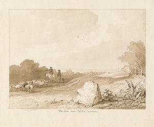 Trysull - "War Stone near Seisdon Common": ritning med penna och sepia, 1837 av Thomas Peploe Wood
