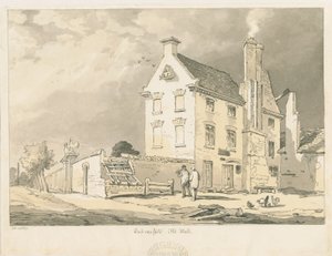 Wednesfield - "Old Hall": sepia-, penn- och nyansteckning, 1837 av Thomas Peploe Wood