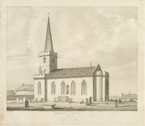 Whittington Church: sepiateckning av Thomas Peploe Wood