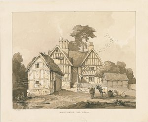 Whittington Hall: ritning med penna och tvätt av Thomas Peploe Wood