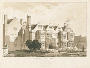 Whittington Hall: ritning med penna och tvätt, 1836 av Thomas Peploe Wood