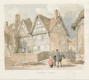 Wigginton Old Hall: akvarellmålning, 1841 av Thomas Peploe Wood
