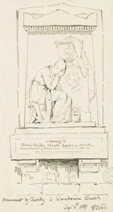 Wombourne Church - Monument till Richard Bailey Marsh: penn- och sepiateckning, 2 september 1837 (ritning) av Thomas Peploe Wood
