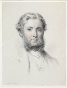 Porträtt av John Scott, 3rd Earl of Eldon (krita & w/c på papper) (par till 445141) av Thomas Price Downes