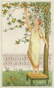 Danae bland apelsinträden (färg litho) av Thomas Ralph Spence