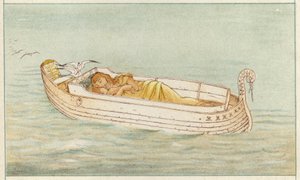 Danae och Perseus (färg litho) av Thomas Ralph Spence