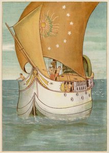 Perseus och hans brud seglar till Seriphos (färg litho)