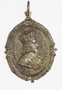 Charles I och Henrietta Maria supportermärke, ca 1649 (förgylld silver) av Thomas Rawlins